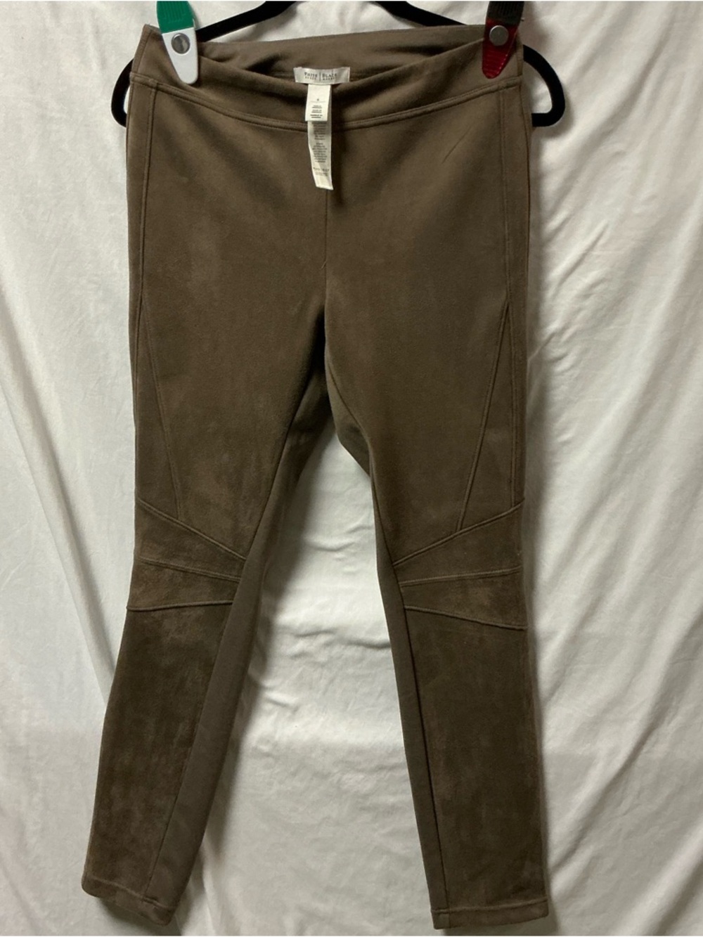 White House Black Market Taupe Suede-Look Leggings